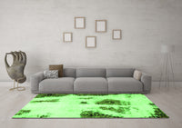 Machine Washable Abstract Green Modern Rug, wshabs1974grn