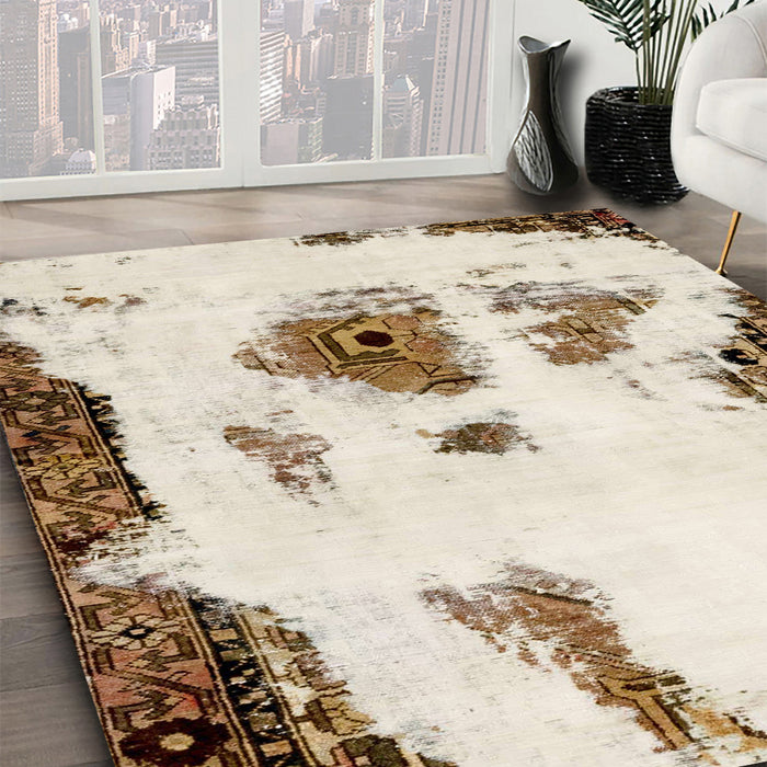 Abstract Gold Modern Rug in Family Room, abs1974