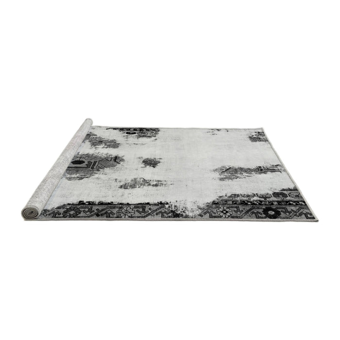 Sideview of Machine Washable Abstract Gray Modern Rug, wshabs1974gry