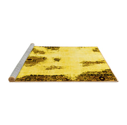 Sideview of Machine Washable Abstract Yellow Modern Rug, wshabs1974yw