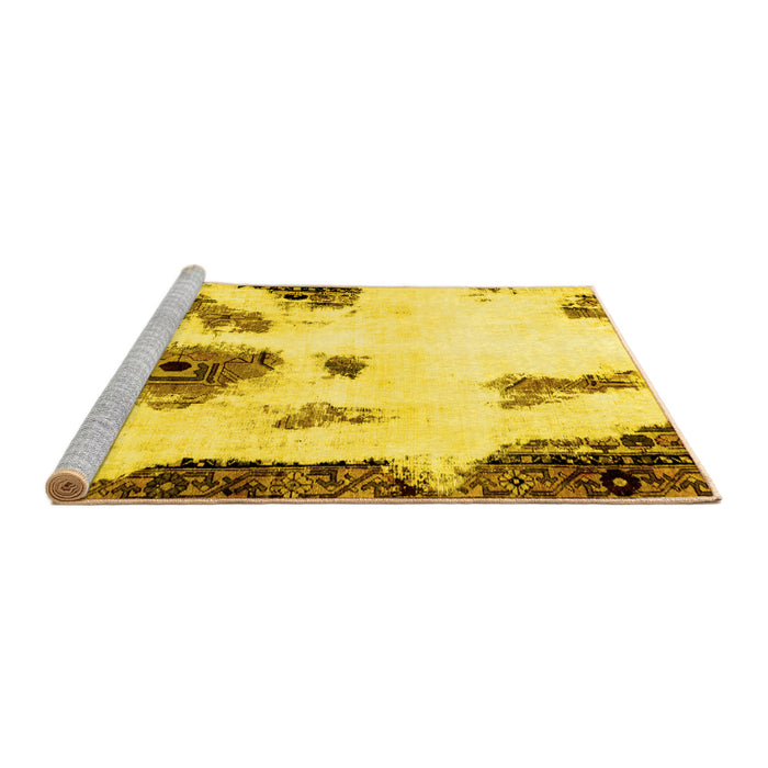 Sideview of Machine Washable Abstract Yellow Modern Rug, wshabs1974yw
