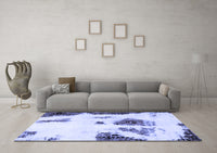 Machine Washable Abstract Blue Modern Rug, wshabs1974blu