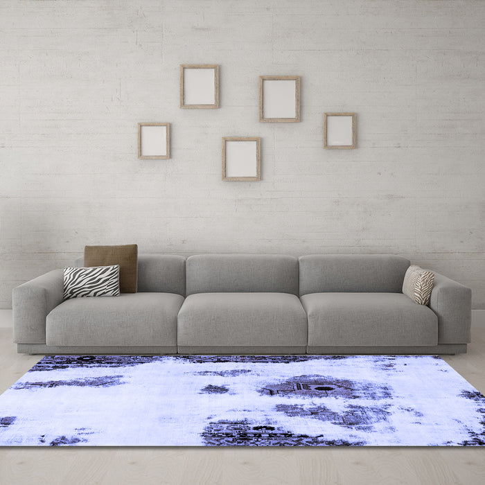 Machine Washable Abstract Blue Modern Rug in a Living Room, wshabs1974blu