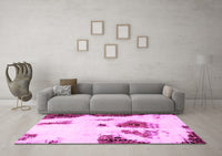 Machine Washable Abstract Pink Modern Rug, wshabs1974pnk