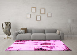 Machine Washable Abstract Pink Modern Rug in a Living Room, wshabs1974pnk