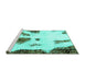 Sideview of Machine Washable Abstract Turquoise Modern Area Rugs, wshabs1974turq