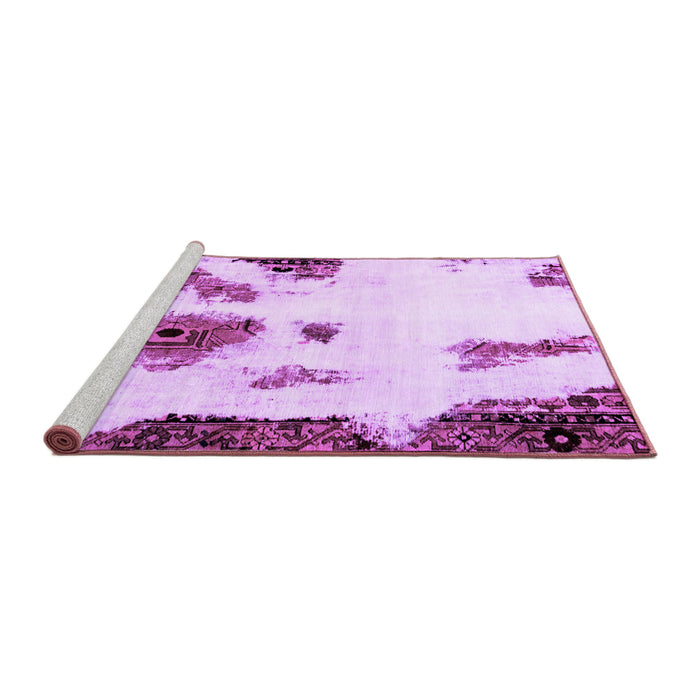Sideview of Machine Washable Abstract Purple Modern Area Rugs, wshabs1974pur