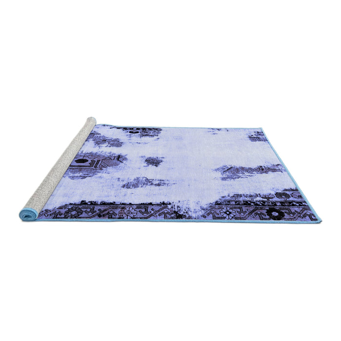 Sideview of Machine Washable Abstract Blue Modern Rug, wshabs1974blu