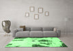 Machine Washable Abstract Emerald Green Modern Area Rugs in a Living Room,, wshabs1974emgrn