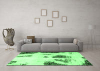 Machine Washable Abstract Emerald Green Modern Rug, wshabs1974emgrn