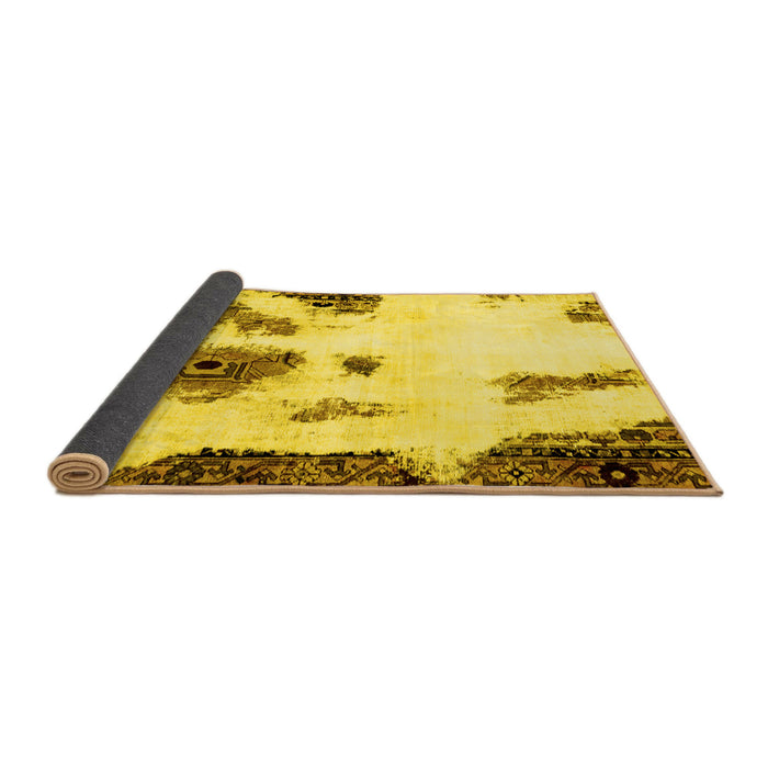 Sideview of Abstract Yellow Modern Rug, abs1974yw