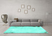 Machine Washable Solid Turquoise Modern Area Rugs in a Living Room,, wshabs1975turq