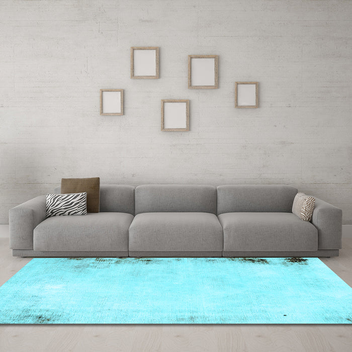 Machine Washable Solid Light Blue Modern Rug in a Living Room, wshabs1975lblu