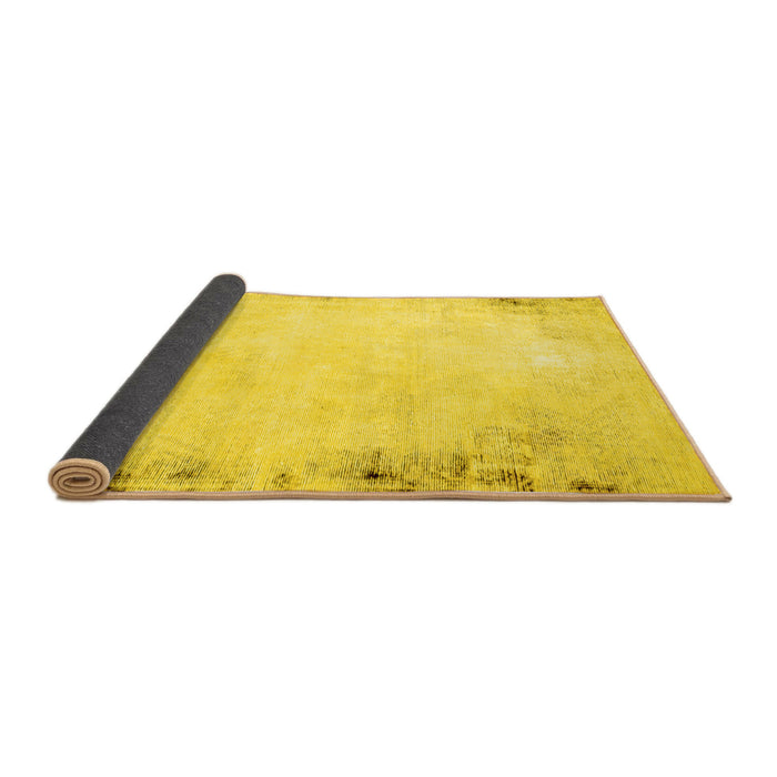 Sideview of Solid Yellow Modern Rug, abs1975yw