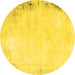 Round Solid Yellow Modern Rug, abs1975yw