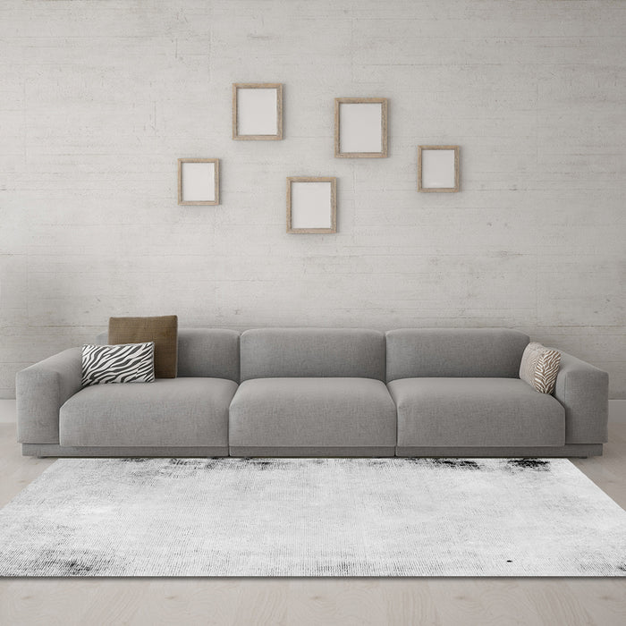 Machine Washable Solid Gray Modern Rug in a Living Room,, wshabs1975gry