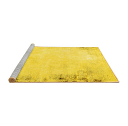 Sideview of Machine Washable Solid Yellow Modern Rug, wshabs1975yw