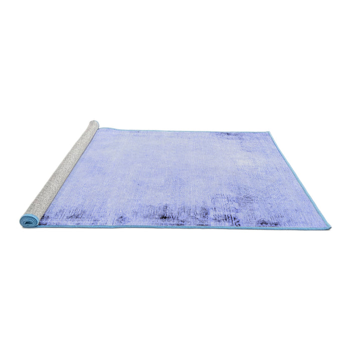 Sideview of Machine Washable Solid Blue Modern Rug, wshabs1975blu