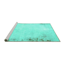 Sideview of Machine Washable Solid Turquoise Modern Area Rugs, wshabs1975turq