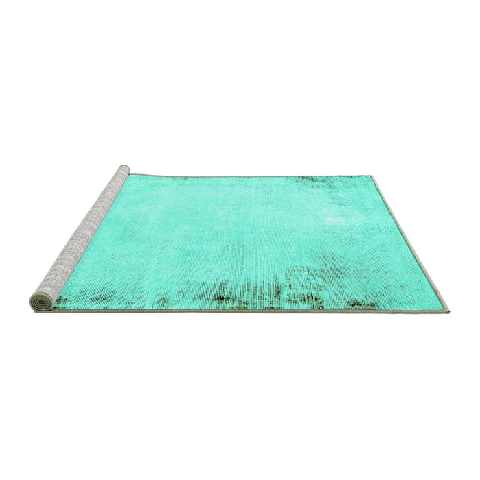Sideview of Machine Washable Solid Turquoise Modern Area Rugs, wshabs1975turq