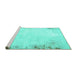 Sideview of Machine Washable Solid Turquoise Modern Area Rugs, wshabs1975turq