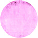 Round Machine Washable Solid Pink Modern Rug, wshabs1975pnk