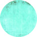 Round Solid Turquoise Modern Rug, abs1975turq