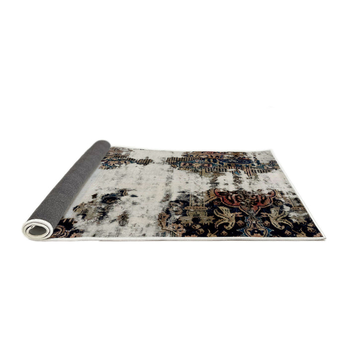 Sideview of Abstract Dark White Beige Modern Rug, abs1976