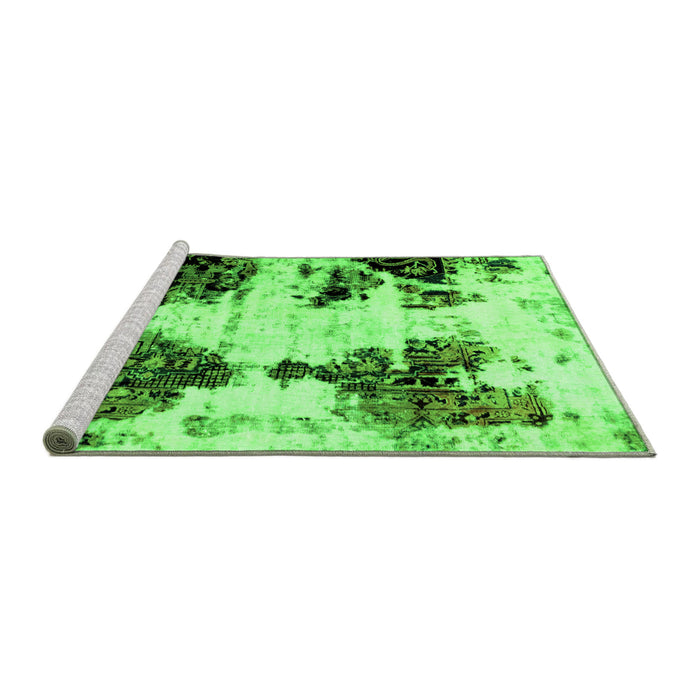 Sideview of Machine Washable Abstract Green Modern Area Rugs, wshabs1976grn