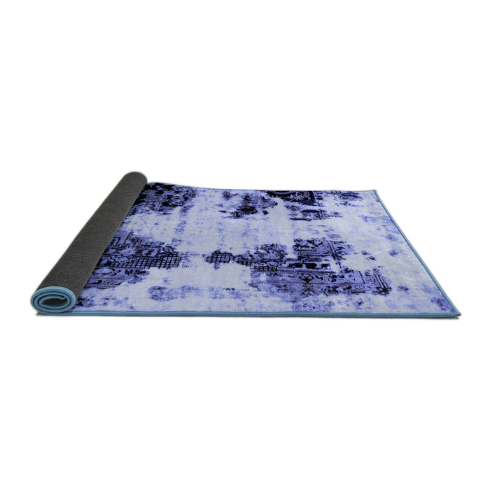 Sideview of Abstract Blue Modern Rug, abs1976blu