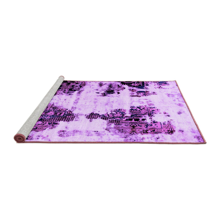 Sideview of Machine Washable Abstract Purple Modern Area Rugs, wshabs1976pur