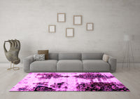 Machine Washable Abstract Pink Modern Rug, wshabs1976pnk