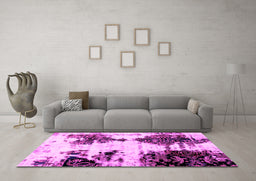 Machine Washable Abstract Pink Modern Rug in a Living Room, wshabs1976pnk