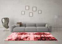 Machine Washable Abstract Red Modern Rug, wshabs1976red