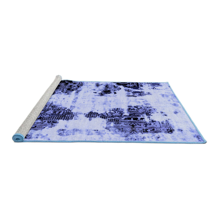 Sideview of Machine Washable Abstract Blue Modern Rug, wshabs1976blu
