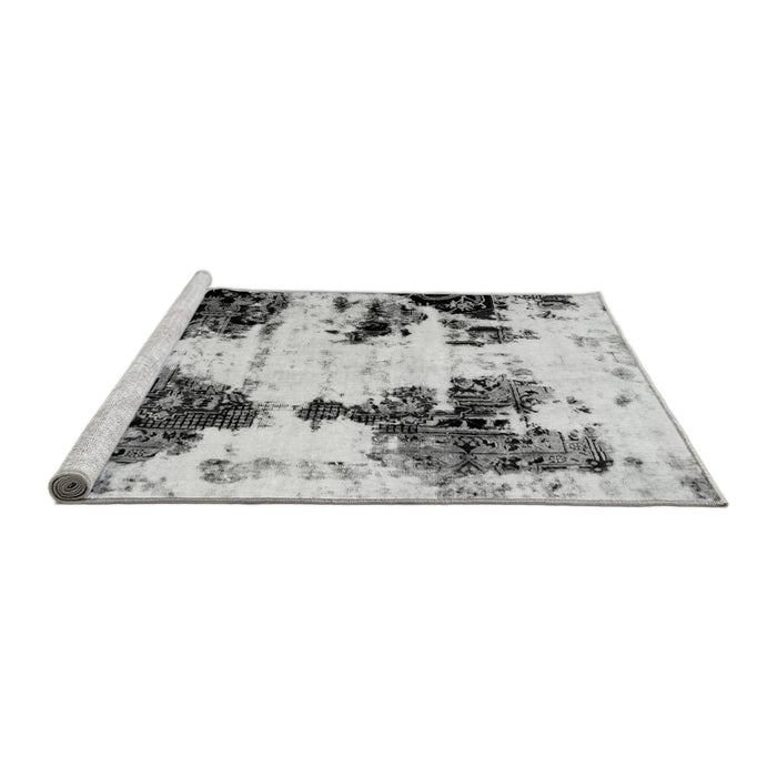 Sideview of Machine Washable Abstract Gray Modern Rug, wshabs1976gry