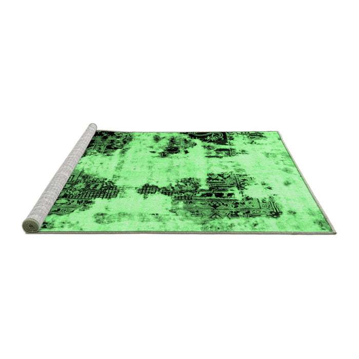 Sideview of Machine Washable Abstract Emerald Green Modern Area Rugs, wshabs1976emgrn