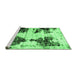 Sideview of Machine Washable Abstract Emerald Green Modern Area Rugs, wshabs1976emgrn