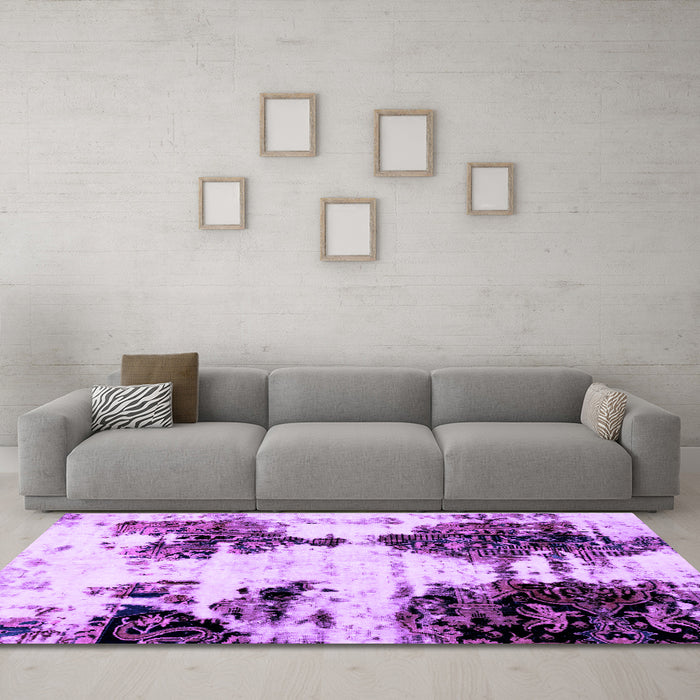 Machine Washable Abstract Purple Modern Area Rugs in a Living Room, wshabs1976pur