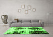 Machine Washable Abstract Green Modern Area Rugs in a Living Room,, wshabs1976grn