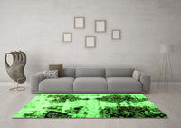 Machine Washable Abstract Green Modern Rug, wshabs1976grn