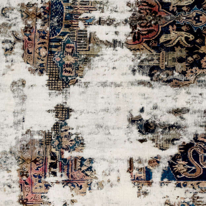 Machine Washable Abstract Dark White Beige Rug, wshabs1976