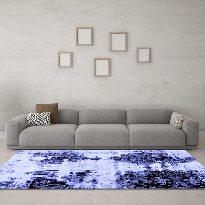Machine Washable Abstract Blue Modern Rug in a Living Room, wshabs1976blu