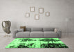 Machine Washable Abstract Emerald Green Modern Area Rugs in a Living Room,, wshabs1976emgrn