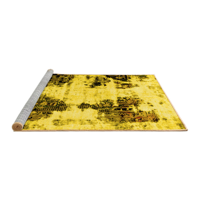 Sideview of Machine Washable Abstract Yellow Modern Rug, wshabs1976yw