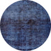 Round Abstract Blue Persian Rug, abs1977