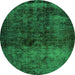 Round Persian Green Bohemian Rug, abs1977grn