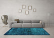 Machine Washable Persian Turquoise Bohemian Area Rugs in a Living Room,, wshabs1977turq