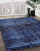 Machine Washable Abstract Silk Blue Rug in a Family Room, wshabs1977