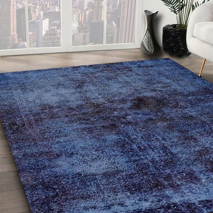 Machine Washable Abstract Silk Blue Rug in a Family Room, wshabs1977